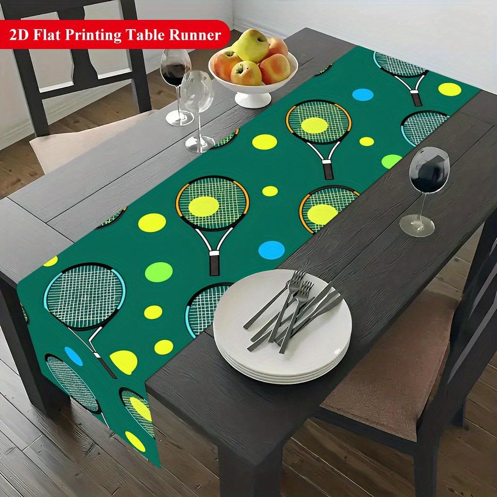 Table Tennis Live - مفرش طاولة بنمط كرة التنس والمضرب،